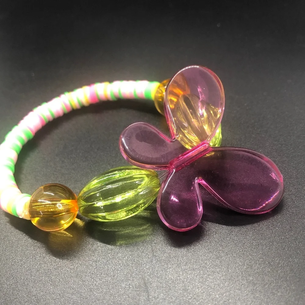 Butterfly Elastic Clay Beads Stretch Bracelet - Picture 7 of 14